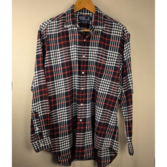 Polo Ralph Lauren Other - Polo Ralph Lauren Shirt Mens‎ Medium Black Red White Plaid Long Sleeve Button Up